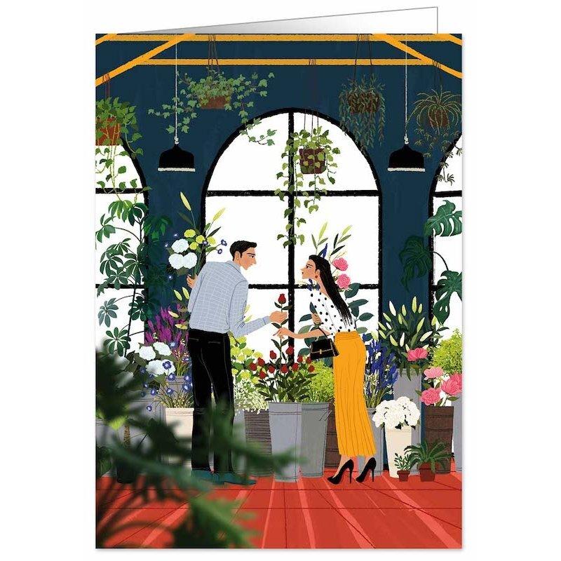 Kaart Man And Woman In Flower Shop