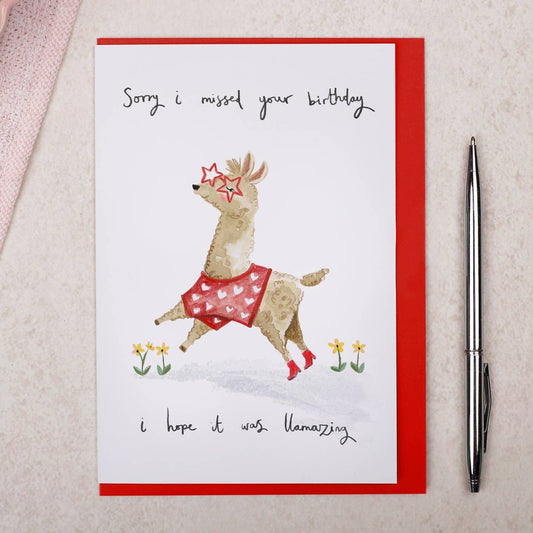 Kaart Sorry I Missed Your Birthday | Lama
