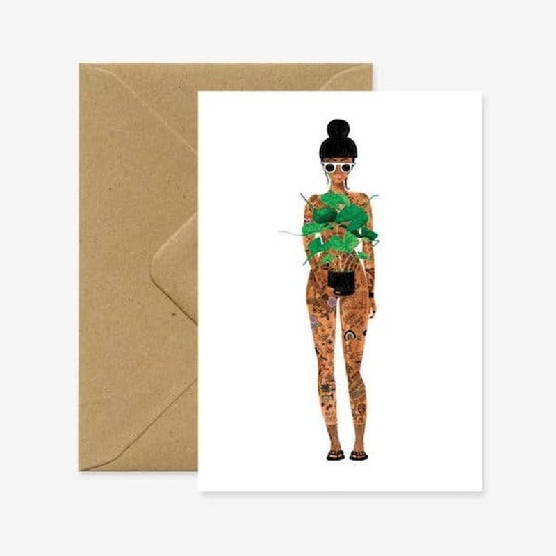 Kaart Naked Girl With Plant