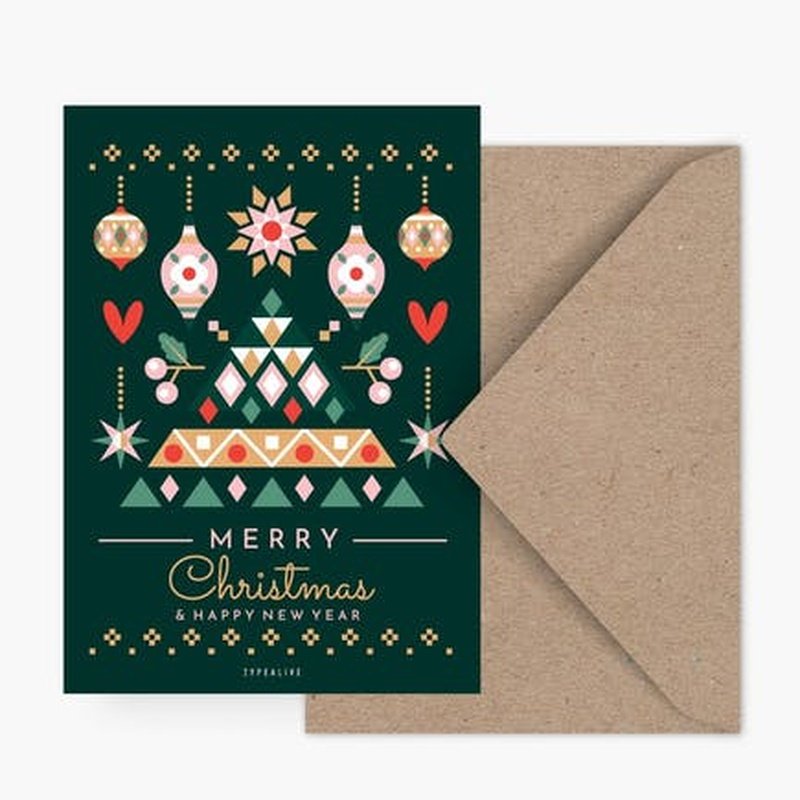 Kaart Merry Christmas & Happy New Year