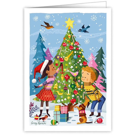 Kaart Children and Dog Decoration Tree