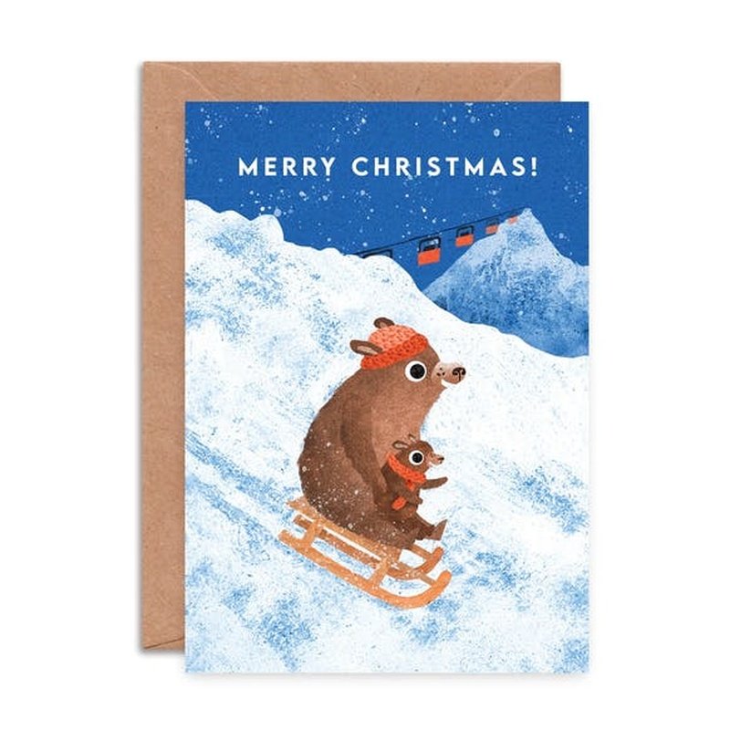 Kaart Merry Christmas | Sledging Bears