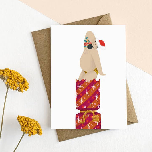 Kaart Sexy Man Christmas Cracker