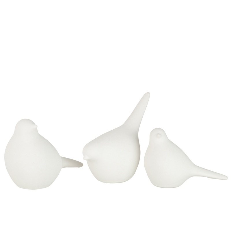 J-Line Set 3 Vogel Keramiek Wit