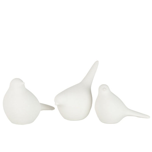 J-Line Set 3 Vogel Keramiek Wit