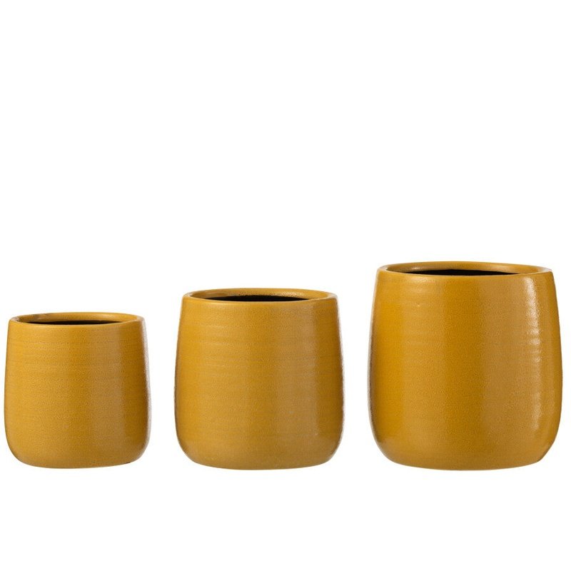 J-Line Bloempot Effen Keramiek Oker Small