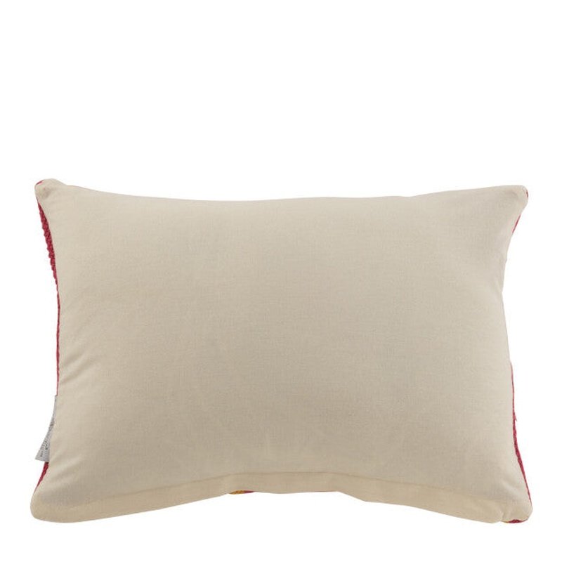 J-Line Anna Kussen Rechthoek Fijne Groeven | Jute Roze / Geel