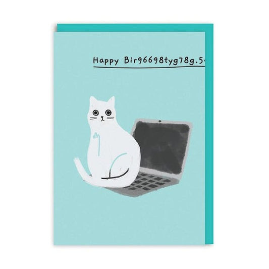 Kaart Happy Birthday Laptop Kat