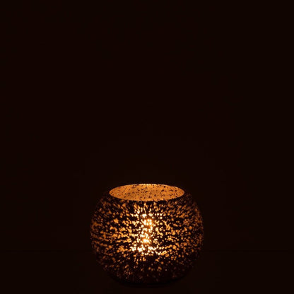 J-Line Windlicht Bol Craquele Glas Grijs Small