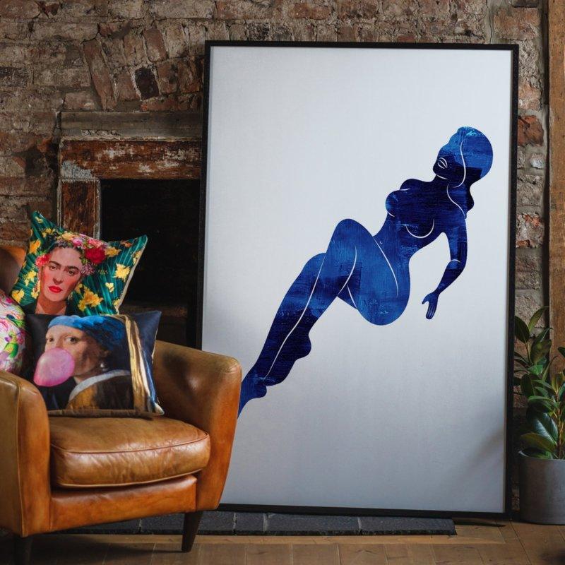 Blue Painted Lady Reclining Print | 30x40