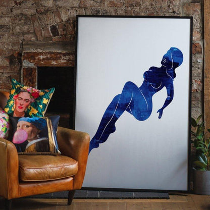 Blue Painted Lady Reclining Print | 30x40