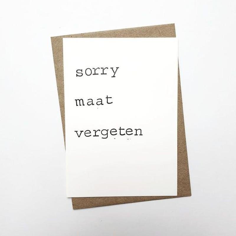 Kaart Sorry Maat Vergeten