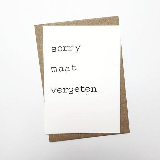 Kaart Sorry Maat Vergeten