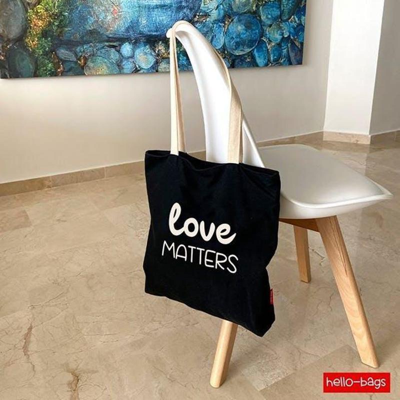 Stevige Boodschappentas Zwart "Love Matters"